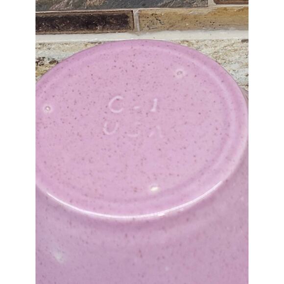 Vintage Bowl Red Wing Pottery, USA C-1 Rose Pink Orchid Speckled, Wavy Flared - Picture 6 of 6